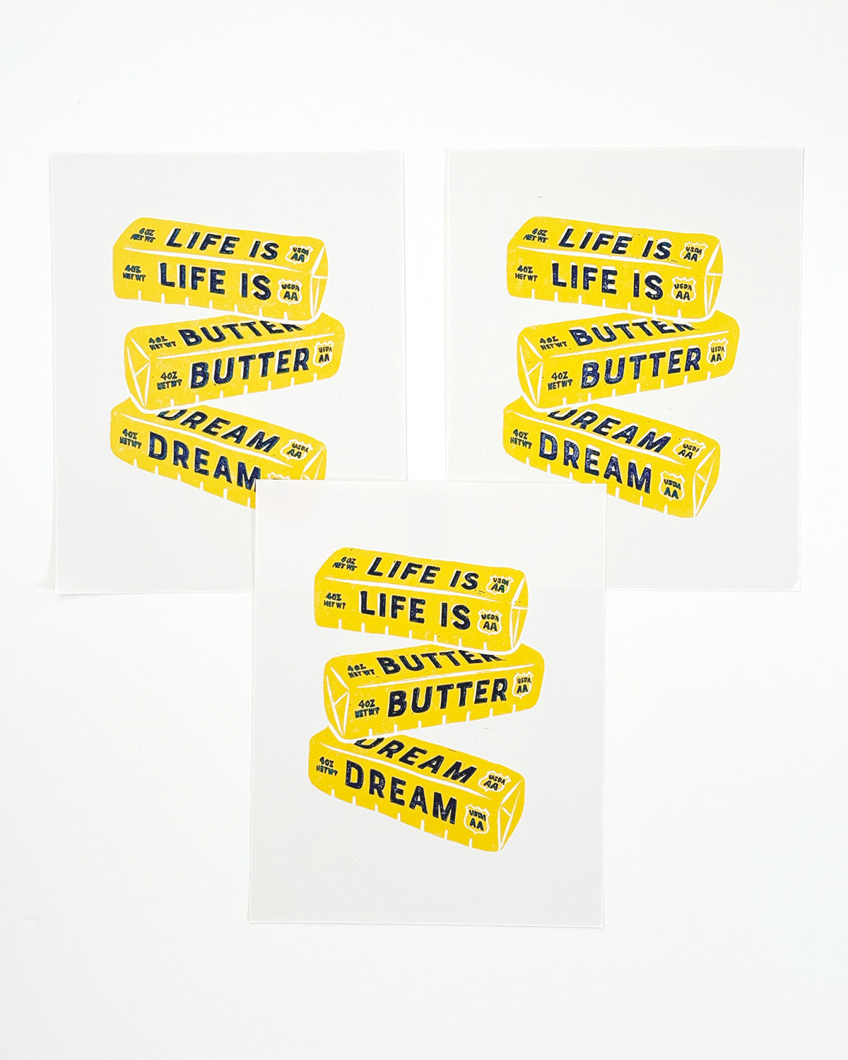 *ORIGINAL* Life is Butter Dream Linocut Block Print
