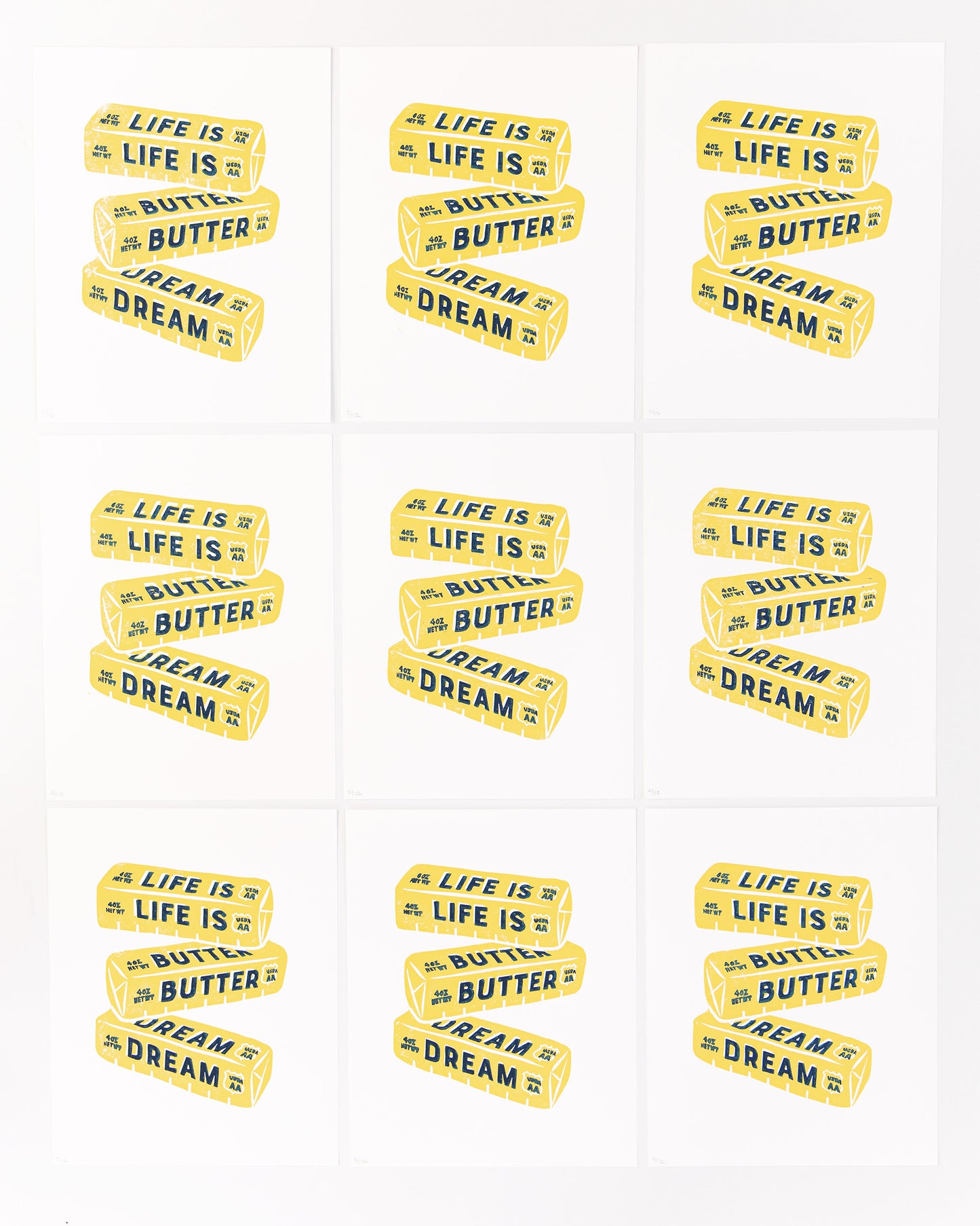 *ORIGINAL* Life is Butter Dream Linocut Block Print