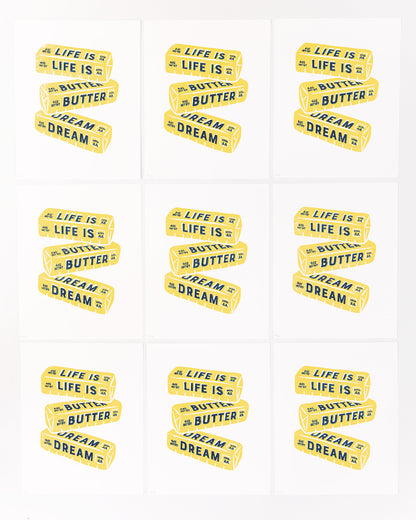 *ORIGINAL* Life is Butter Dream Linocut Block Print