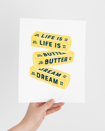 *ORIGINAL* Life is Butter Dream Linocut Block Print