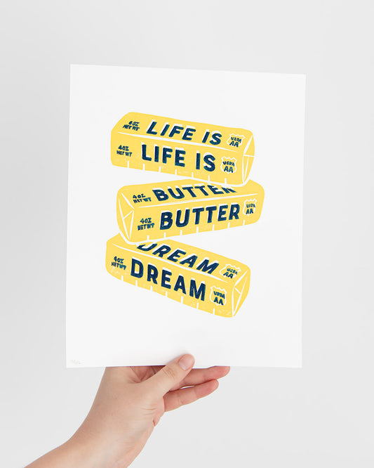 *ORIGINAL* Life is Butter Dream Linocut Block Print