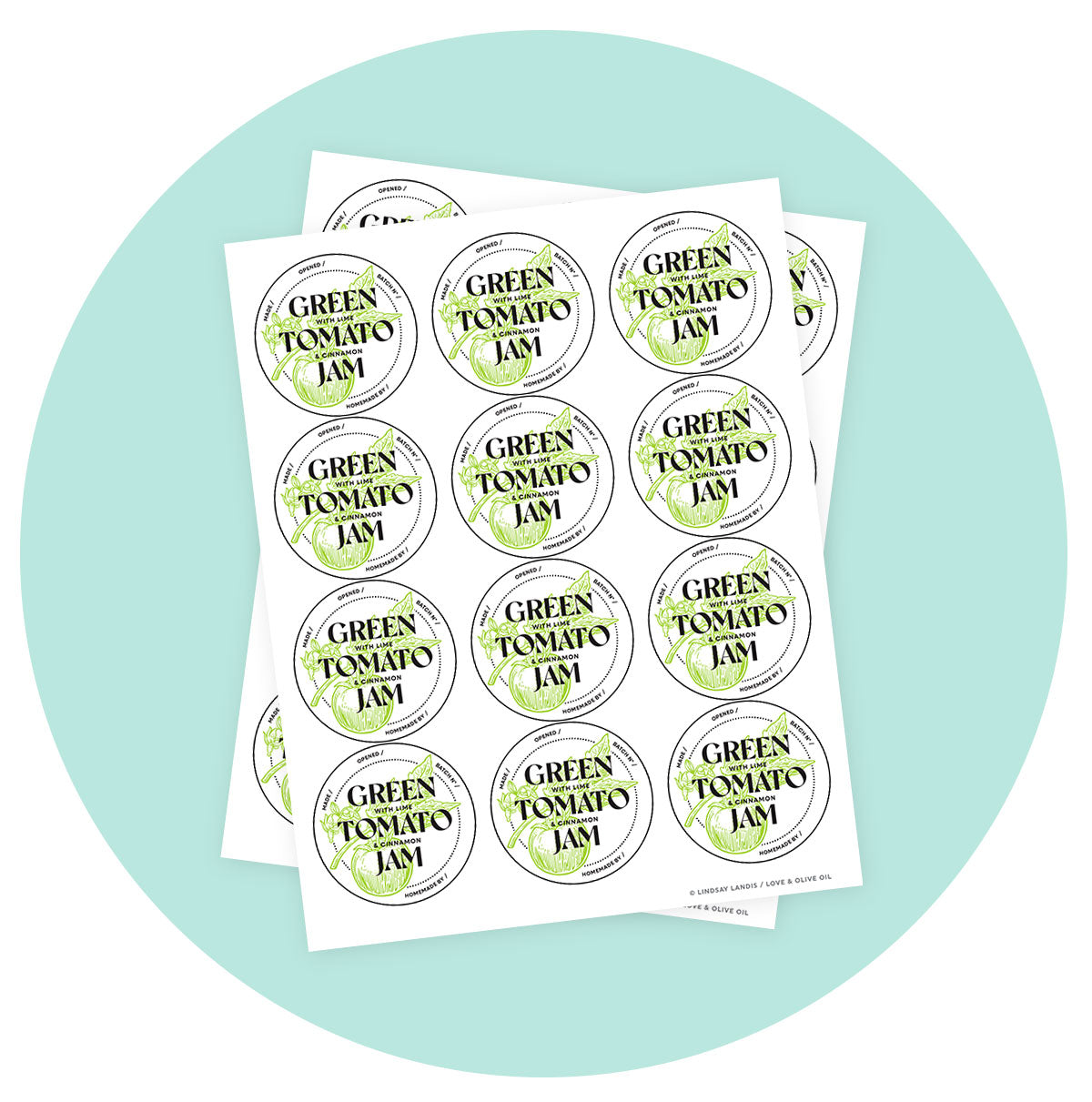 Green Tomato Jam Printable Label Template