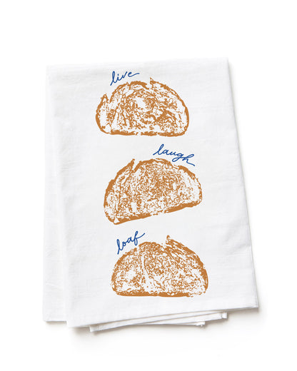 "Live Laugh Love" Food Pun Flour Sack Tea Towel