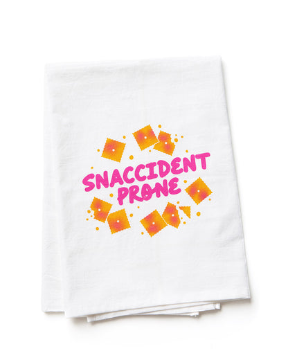 "Snaccident Prone" Food Pun Flour Sack Tea Towel